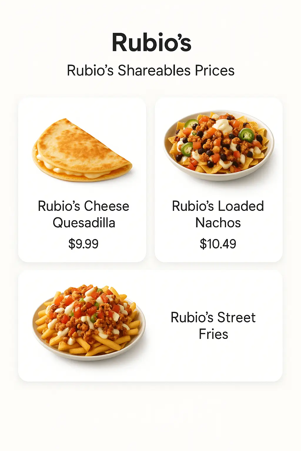 Rubio's Shareables Prices