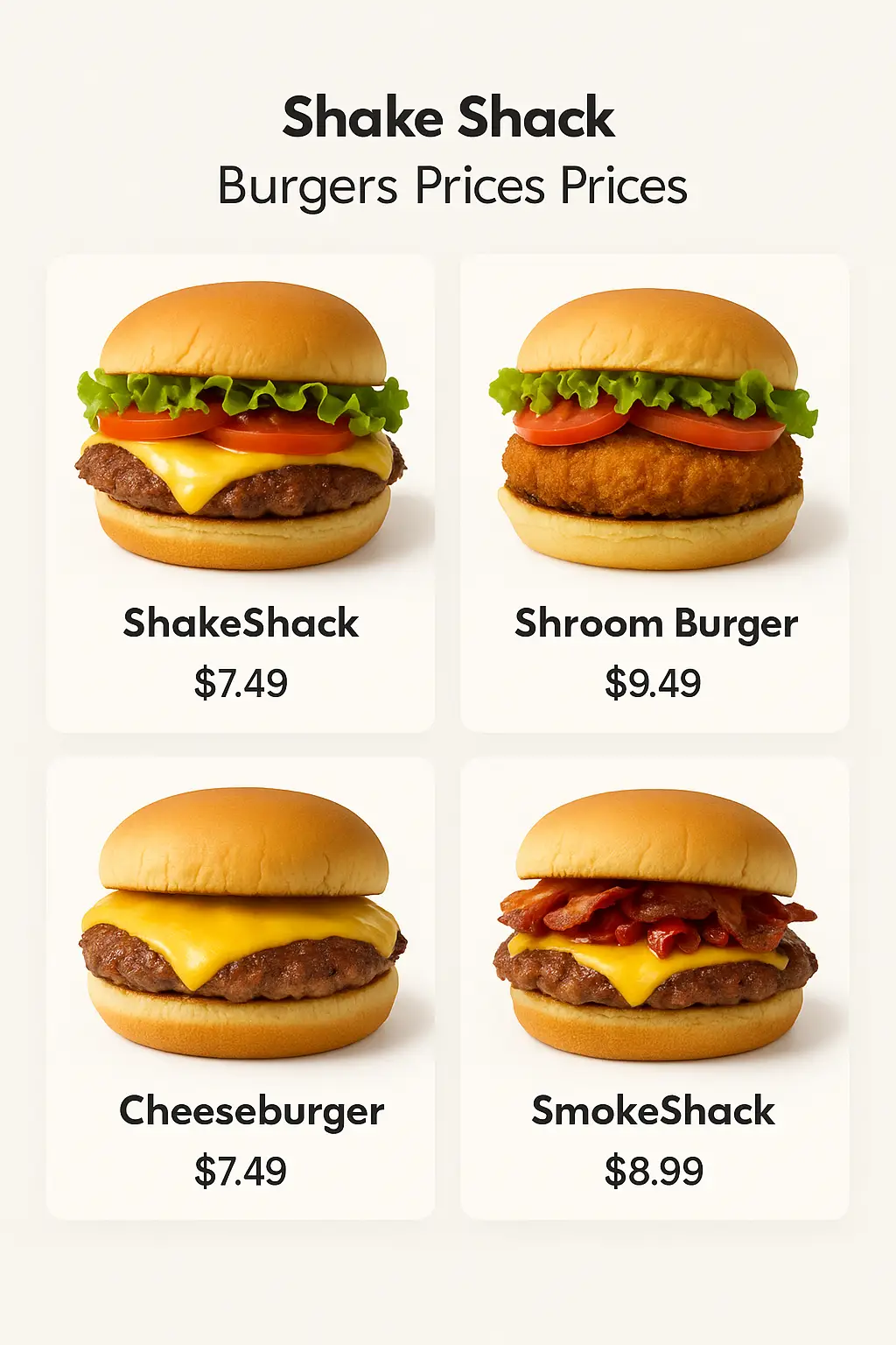 Shake Shack Burgers Prices