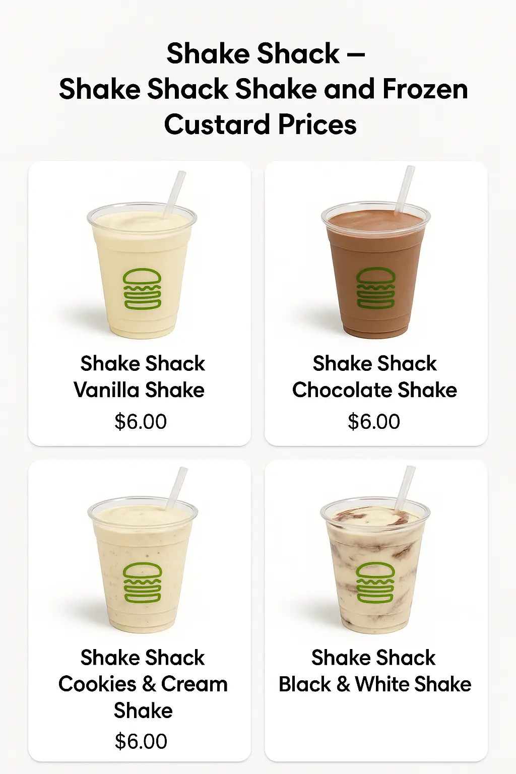Shake Shack Shake and Frozen Custard Prices