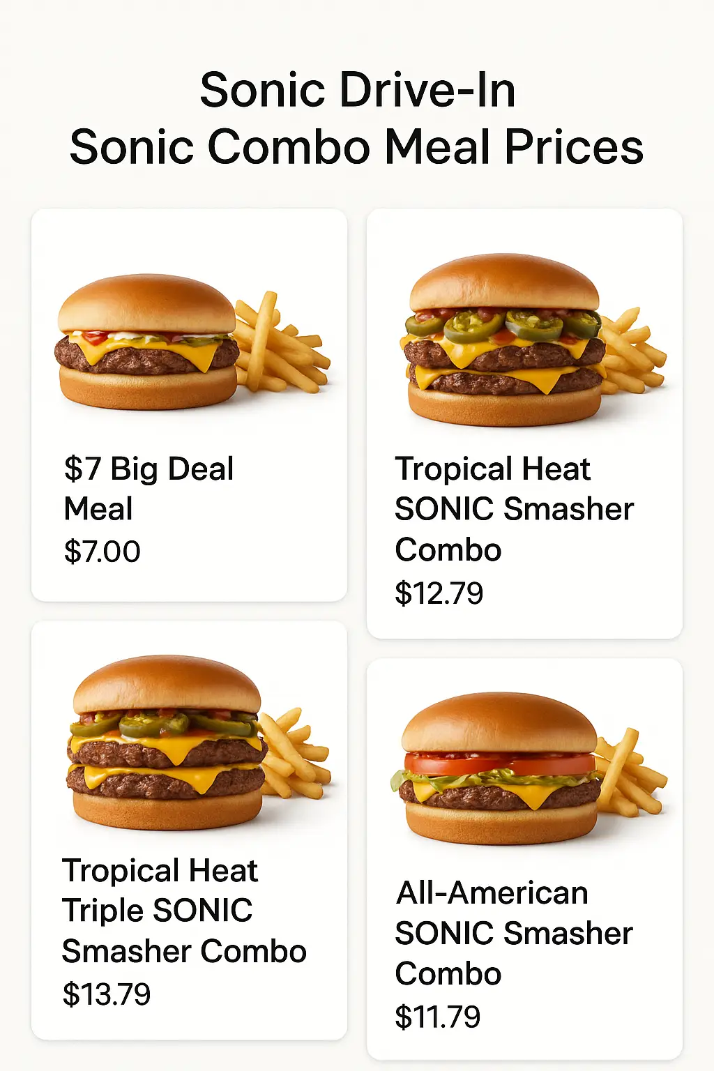 Sonic Combo Meal Prices