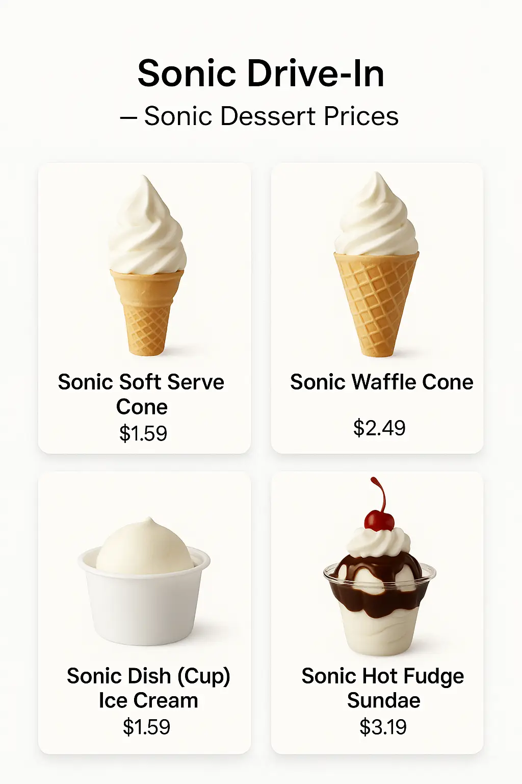 Sonic Dessert Prices