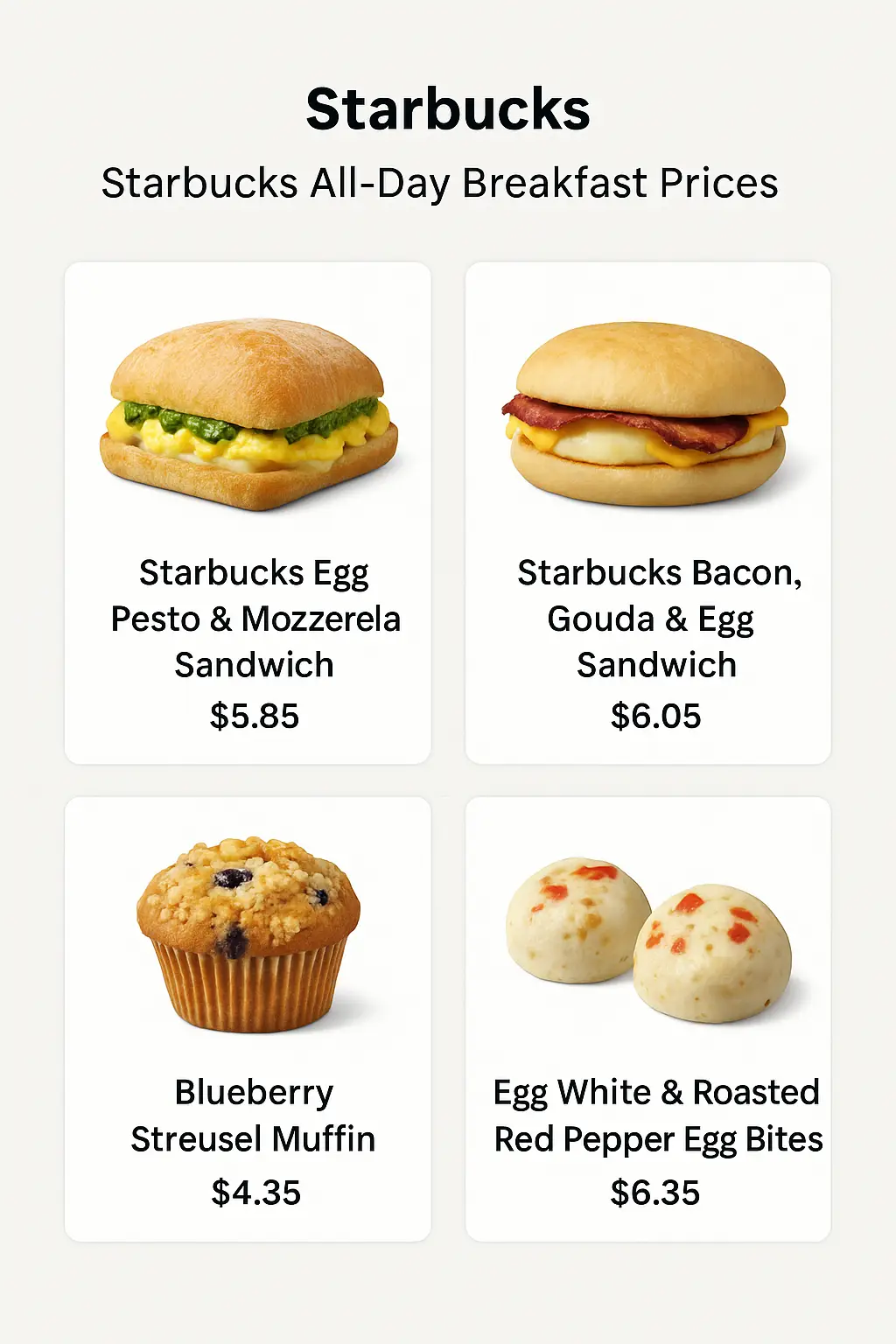 Starbucks All-Day Breakfast Prices