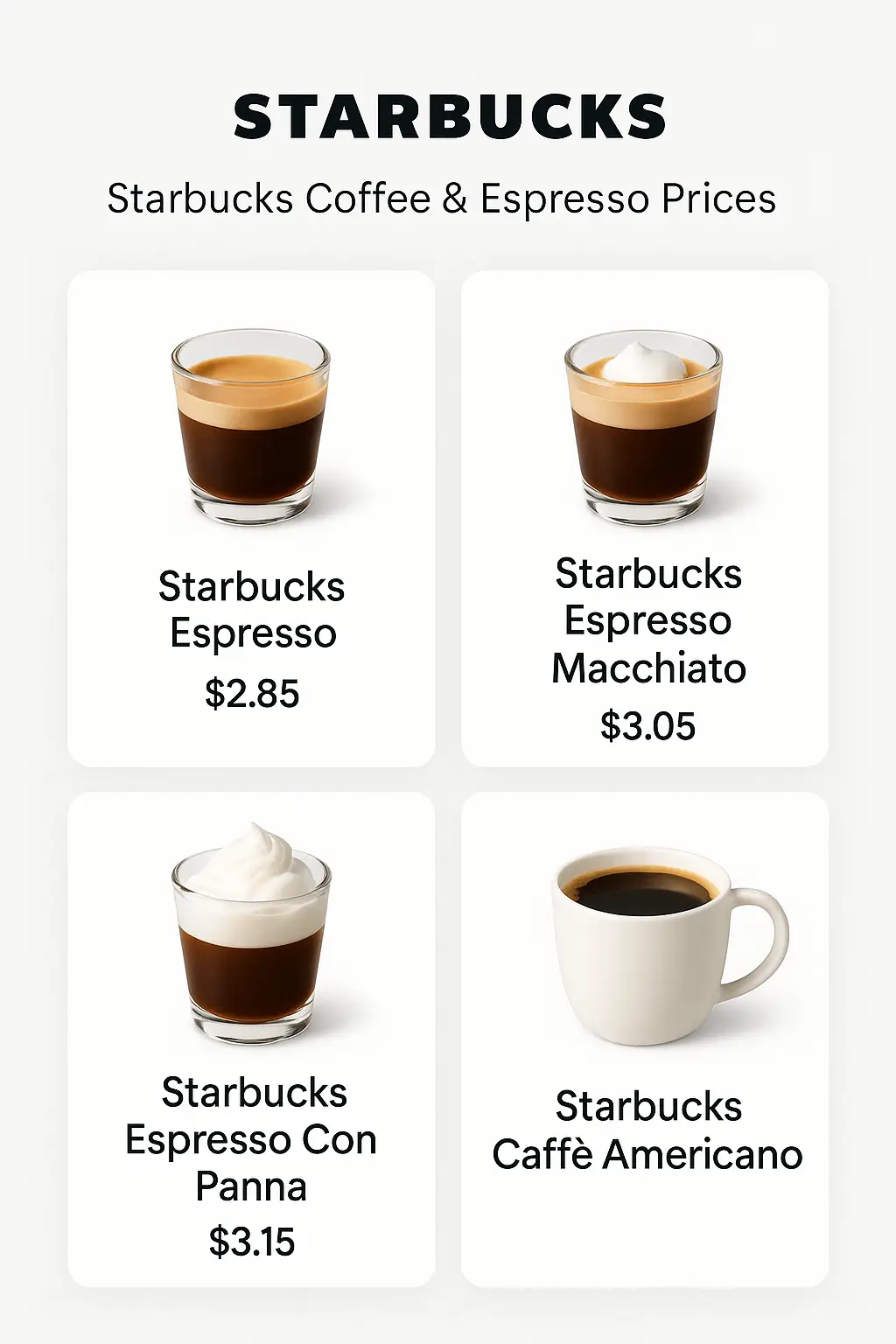 Starbucks Coffee & Espresso Prices