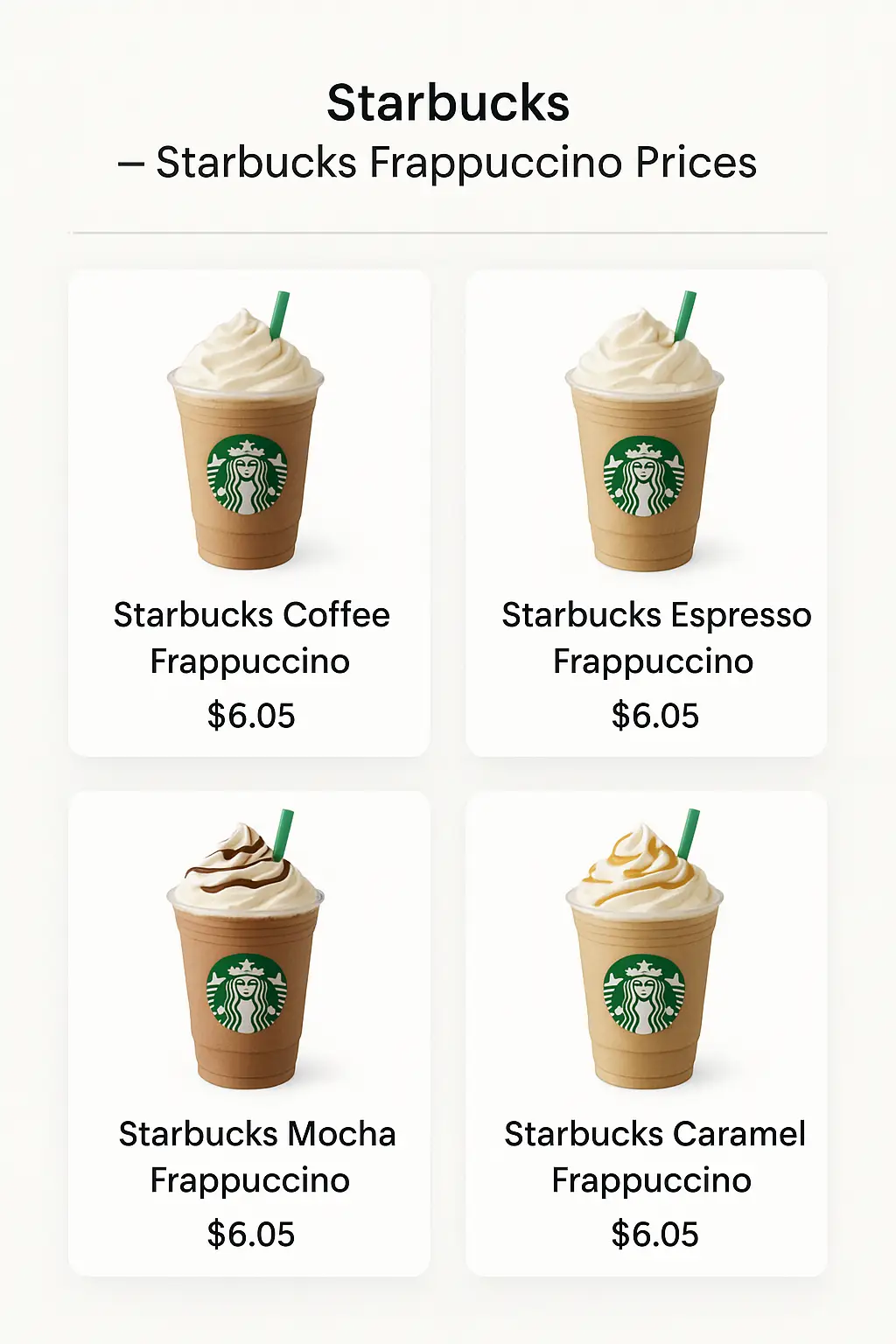Starbucks Frappuccino Prices