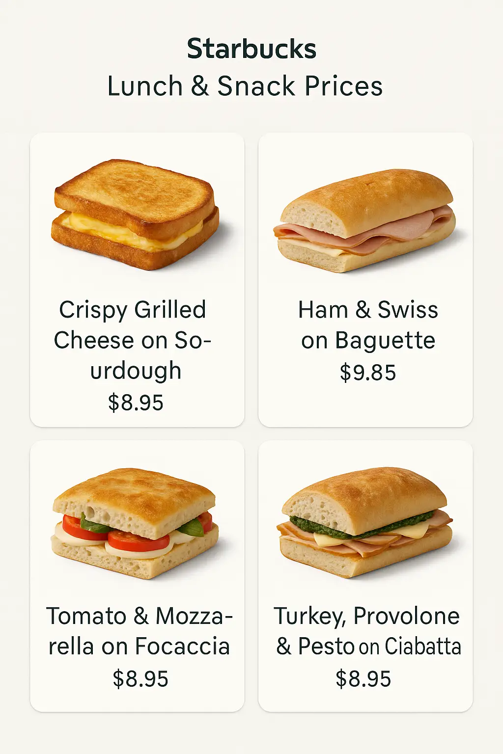 Starbucks Lunch & Snack Prices