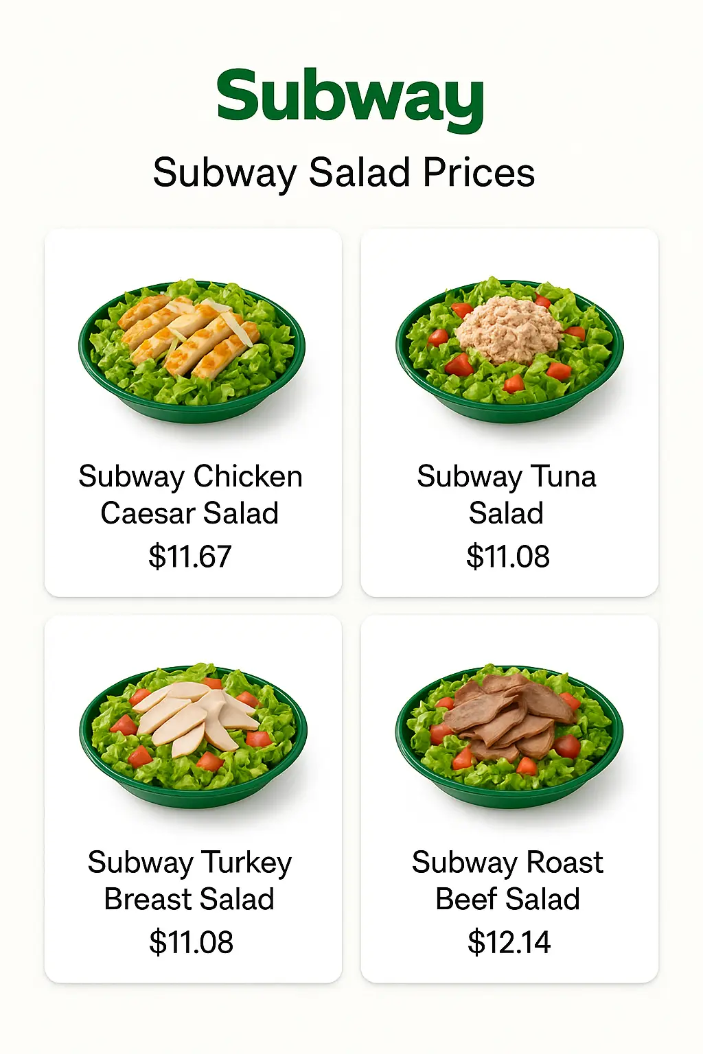 Subway Salad Prices