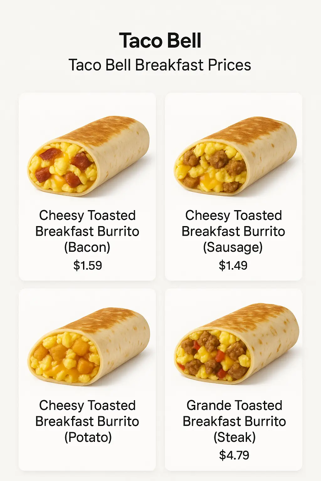 Taco Bell Breakfast Prices