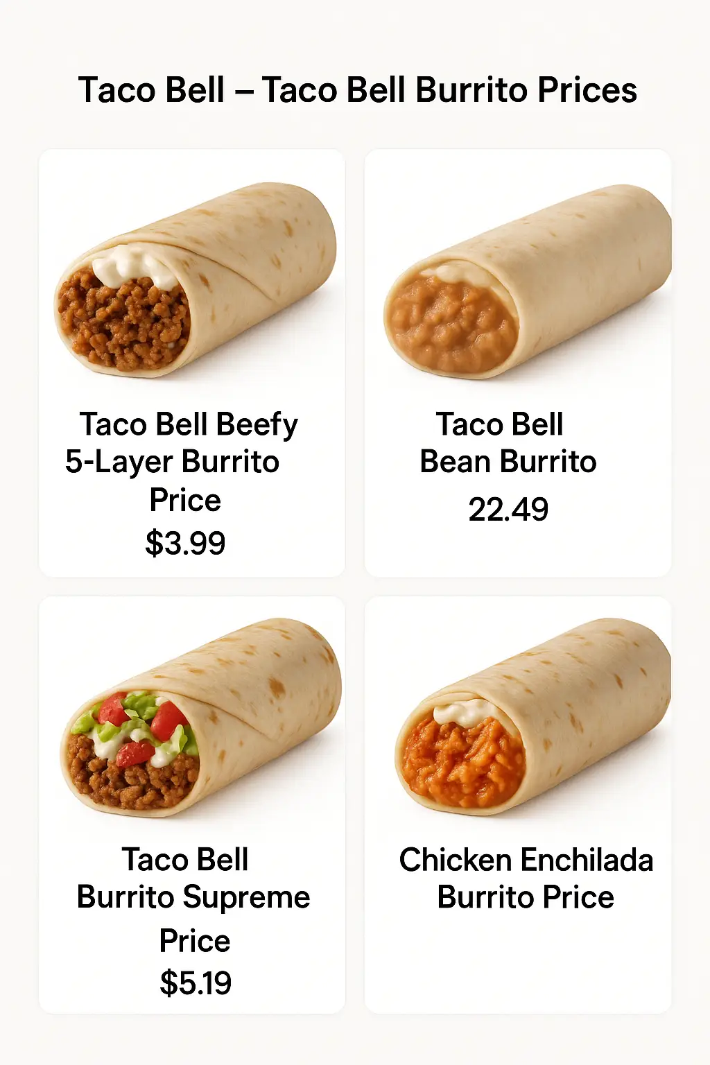 Taco Bell Burrito Prices