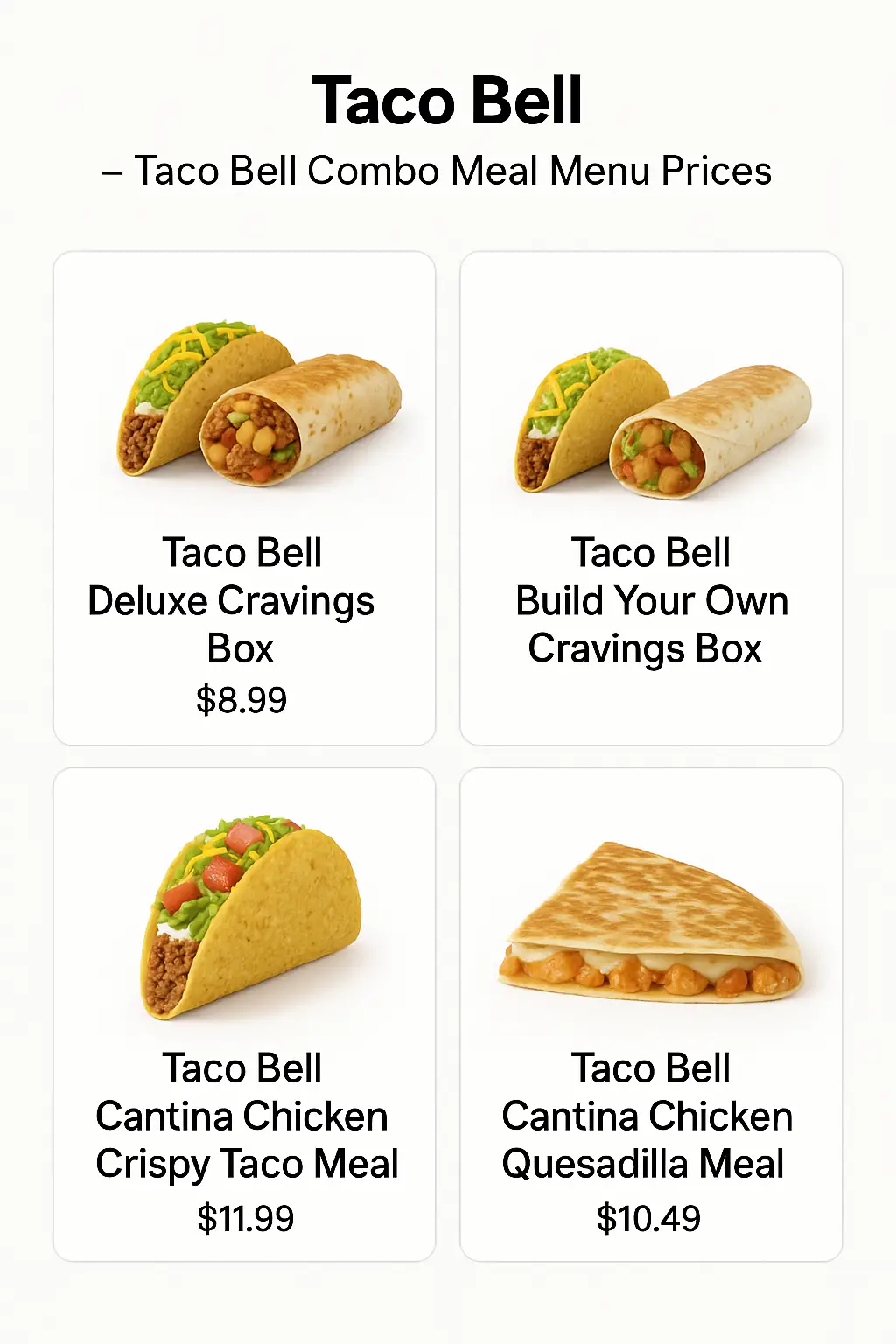 Taco Bell Combo Meal Menu Prices