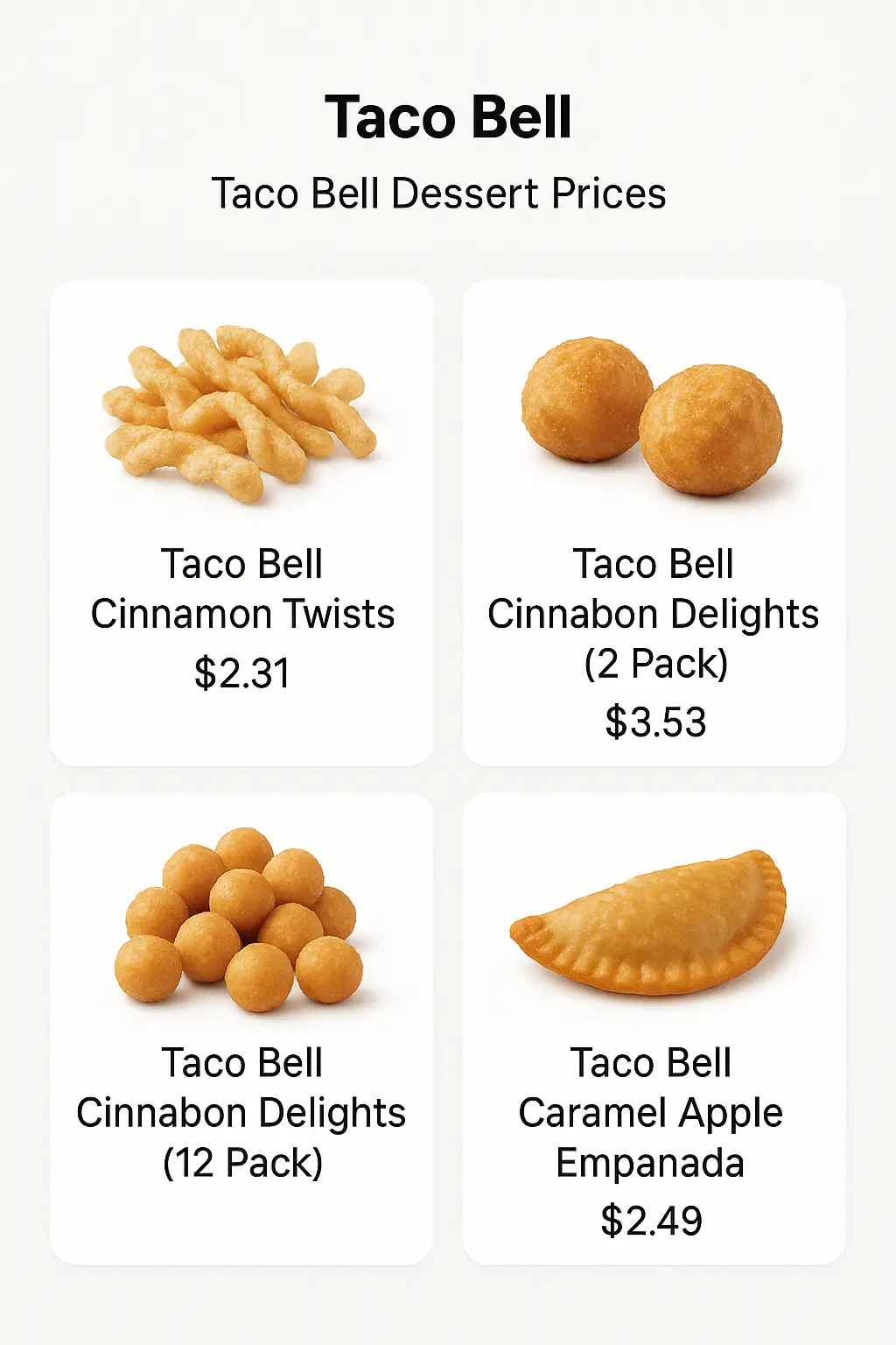 Taco Bell Dessert Prices