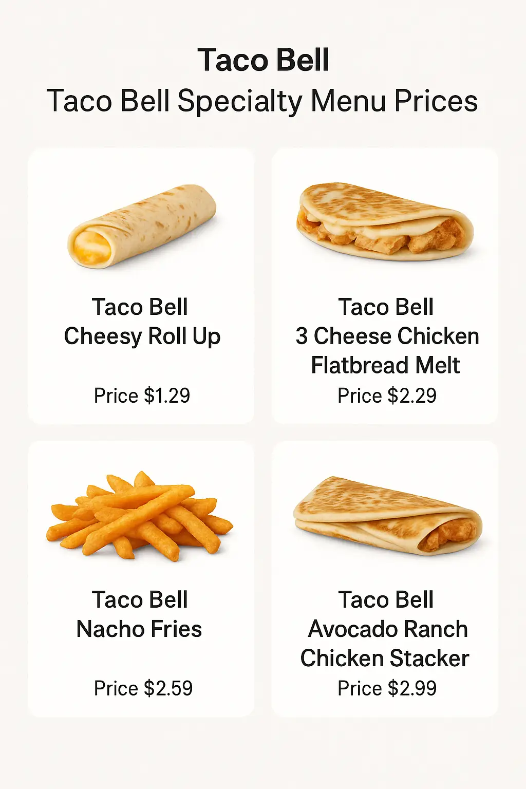 Taco Bell Specialty Menu Prices