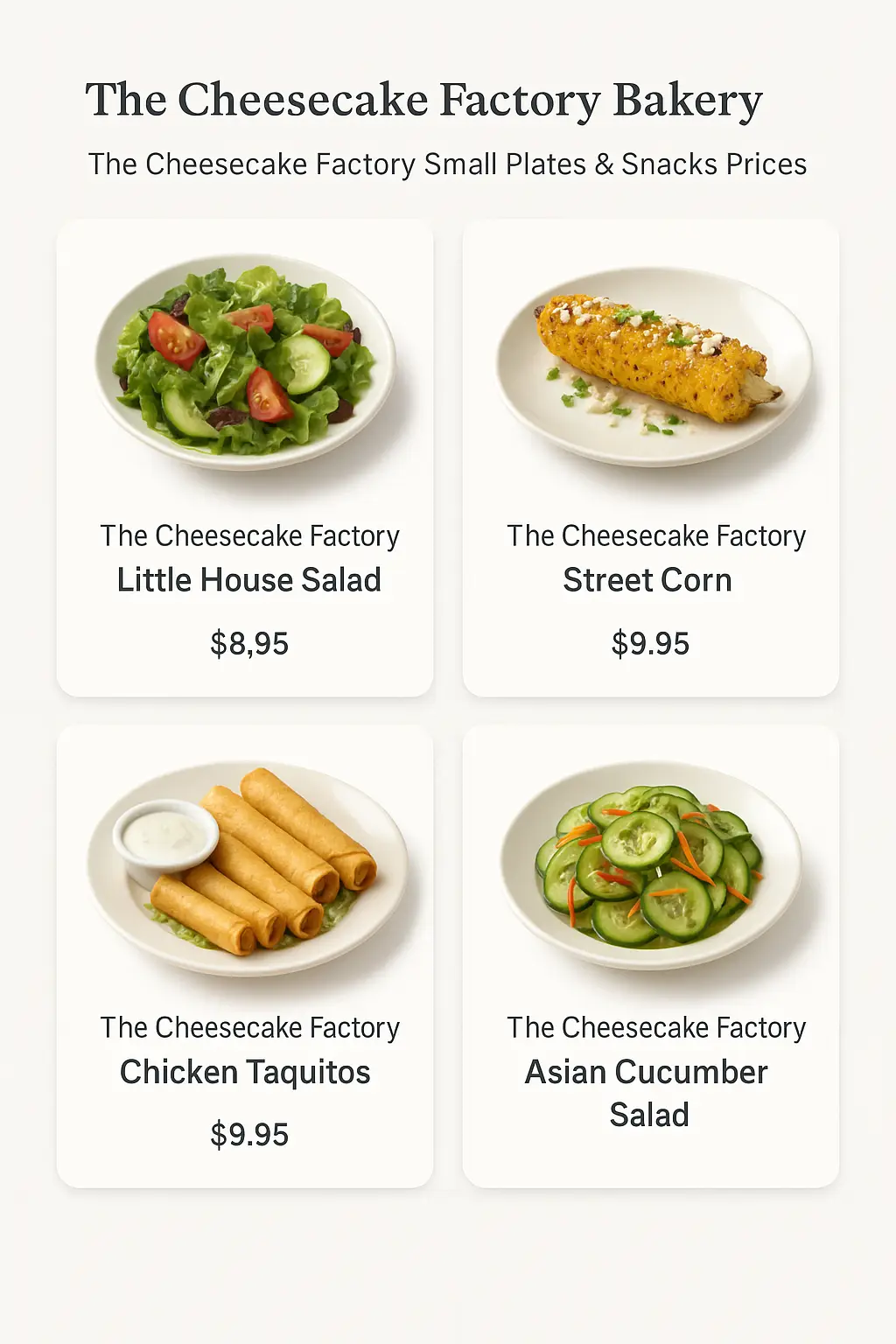 The Cheesecake Factory Small Plates & Snacks Prices