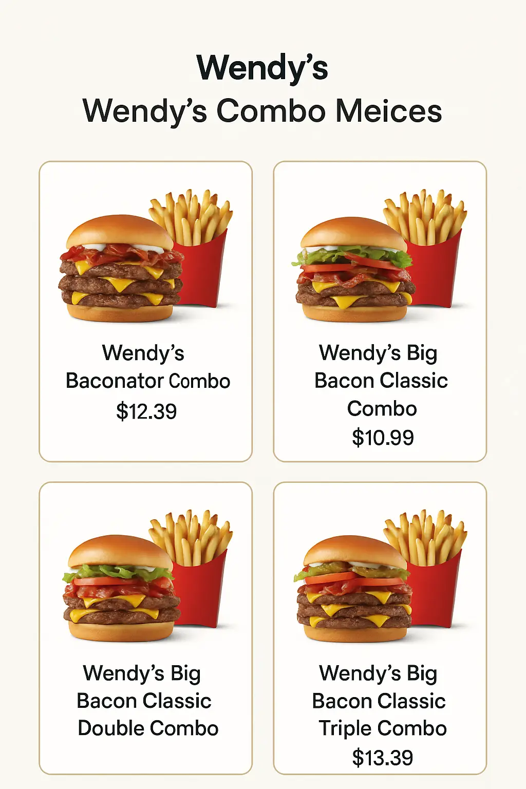 Wendy's Combo Meals Prices