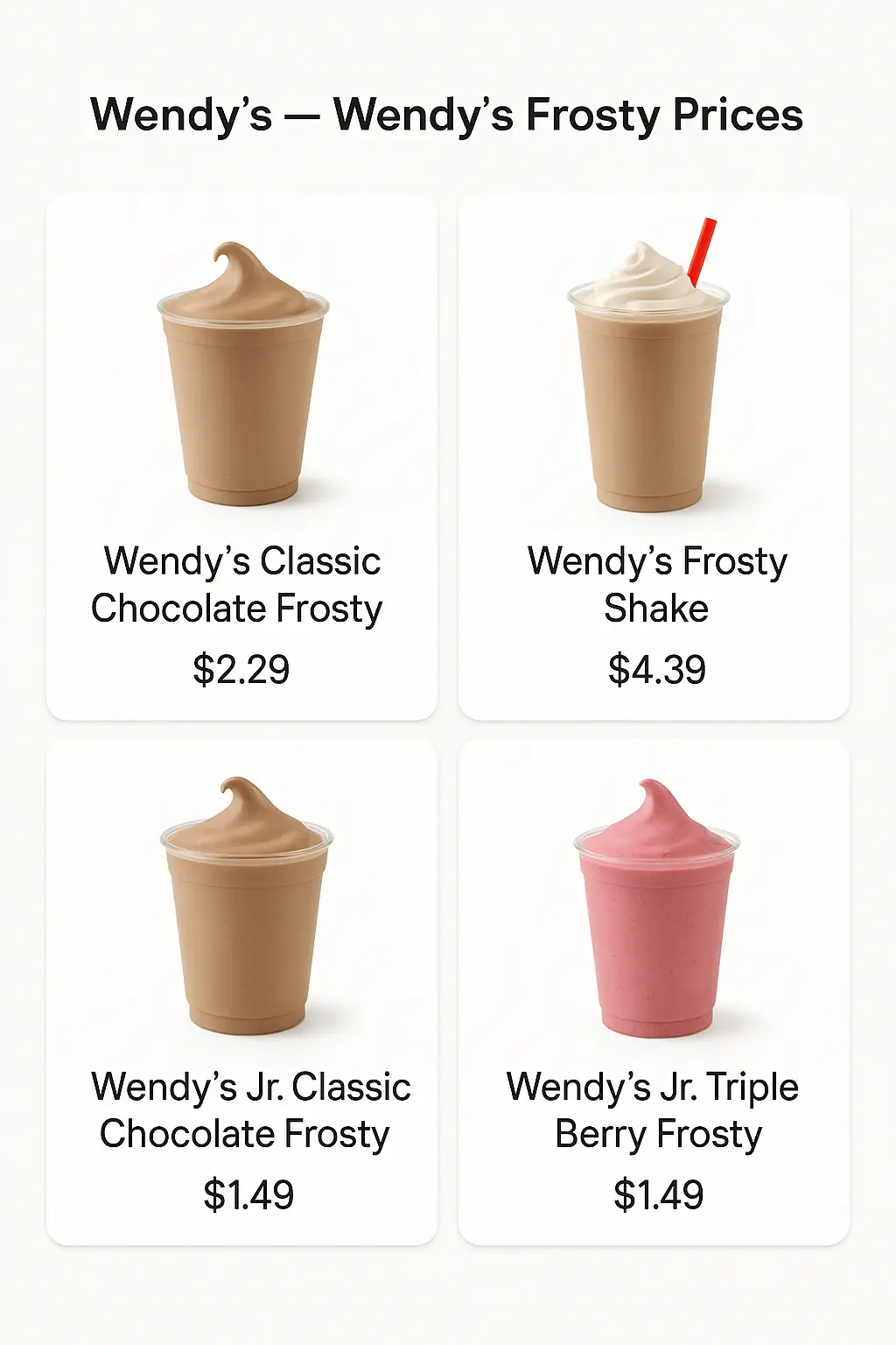Wendy's Frosty Prices