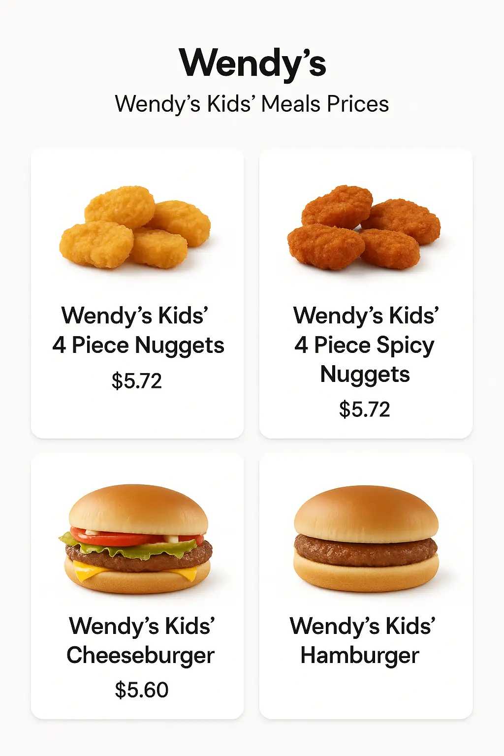 Wendy's Kids' Meals Prices