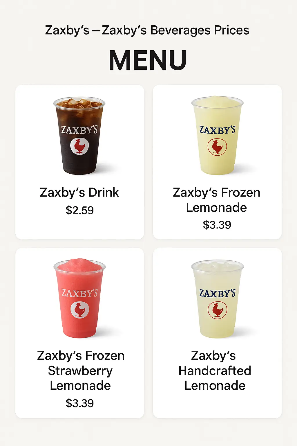Zaxby's Beverages Prices