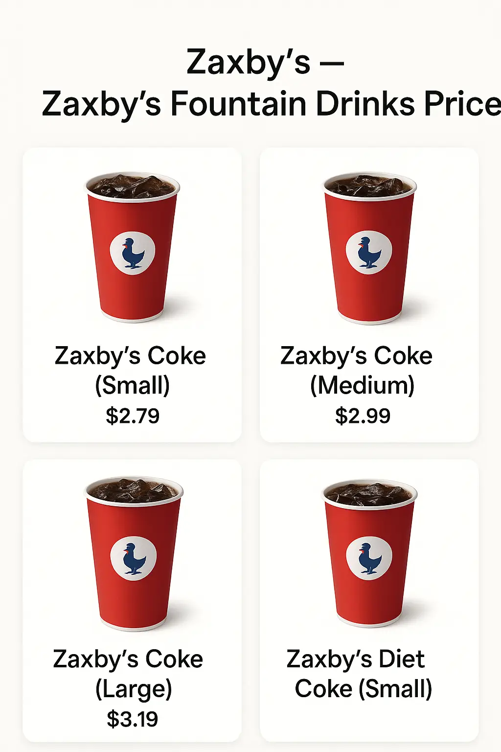 Zaxby's Fountain Drinks Prices