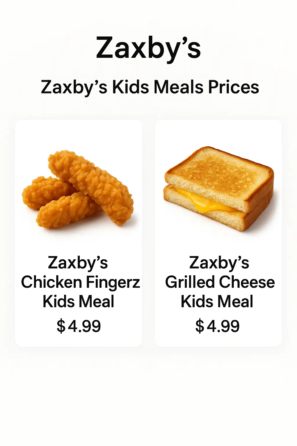 Zaxby's Kids Meals Prices