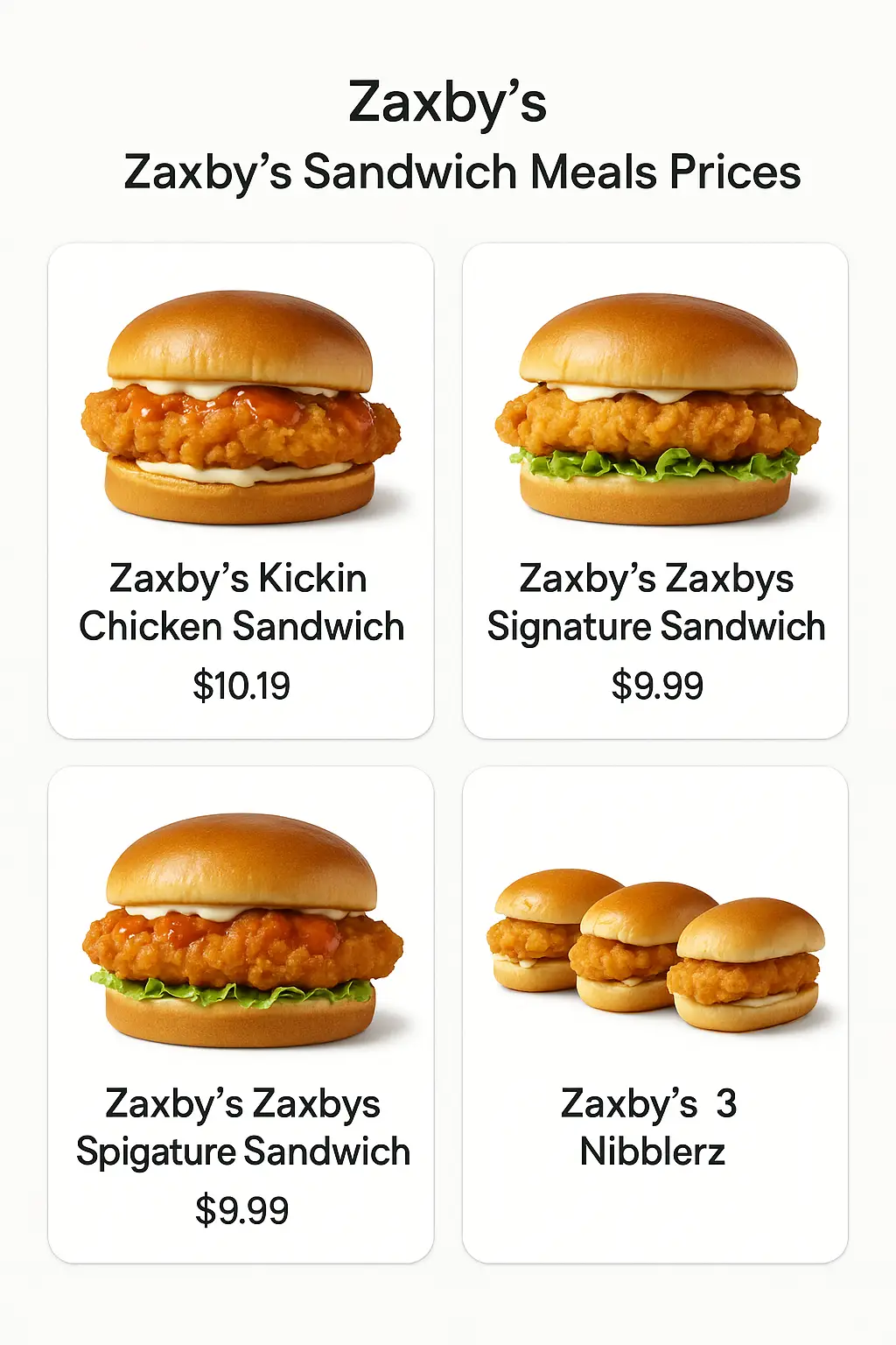 Zaxby's Sandwich Meals Prices