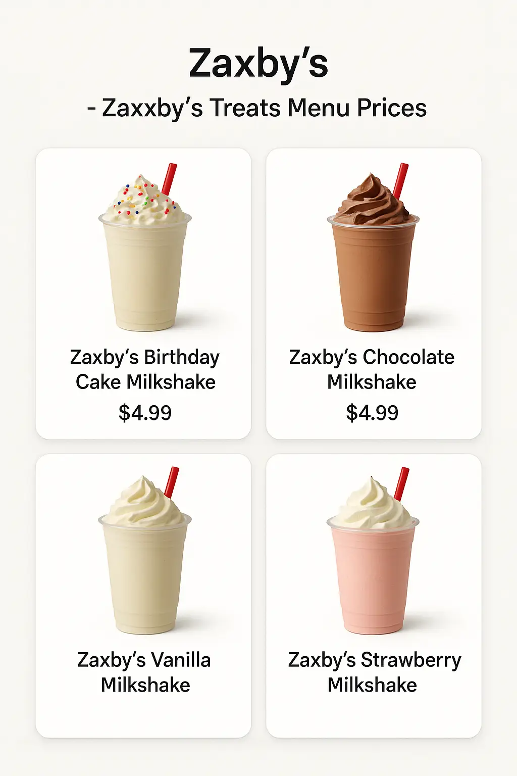 Zaxby's Treats Menu Prices