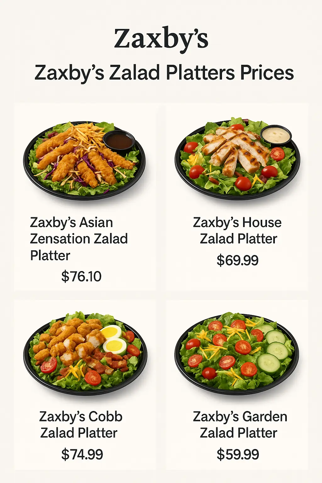 Zaxby's Zalad Platters Prices