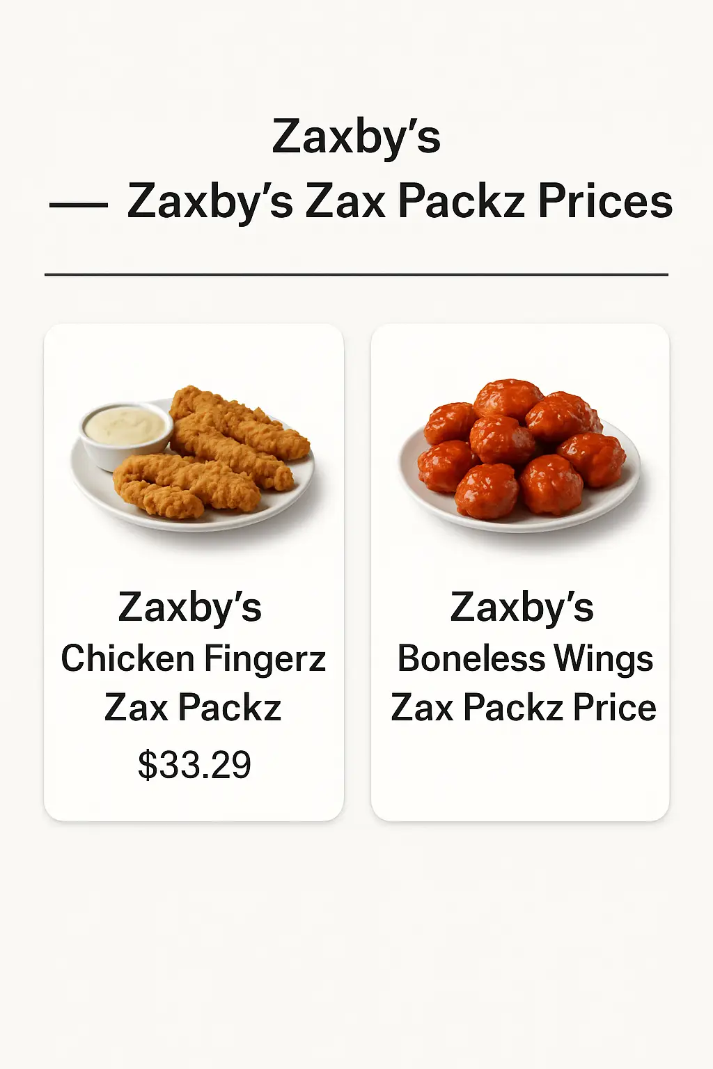 Zaxby's Zax Packz Prices