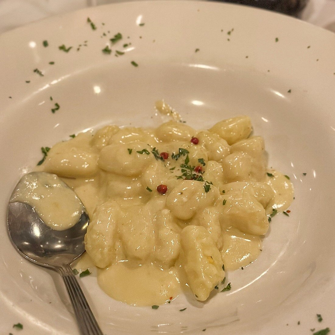 San Marco Ristorante signature dishes Gnocchi alla BavaVitello San Marco (Veal with Prosciutto and Fontina)Linguine Nere con Gamberi (Black Linguine with Shrimp)