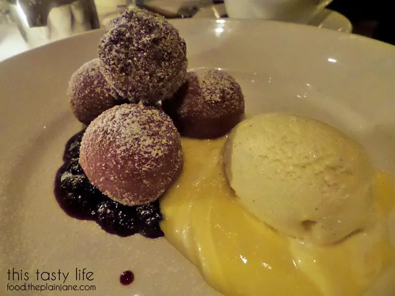 Osteria Mozza signature dishes Grilled 8 Oz Beef Tagliata, Bombolini, Mozza Bar selections.