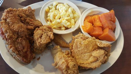 The Busy Bee Café signature dishes Busy Bee's Fried Chicken, Joe Lewis Ham Hocks, Meat Loaf.