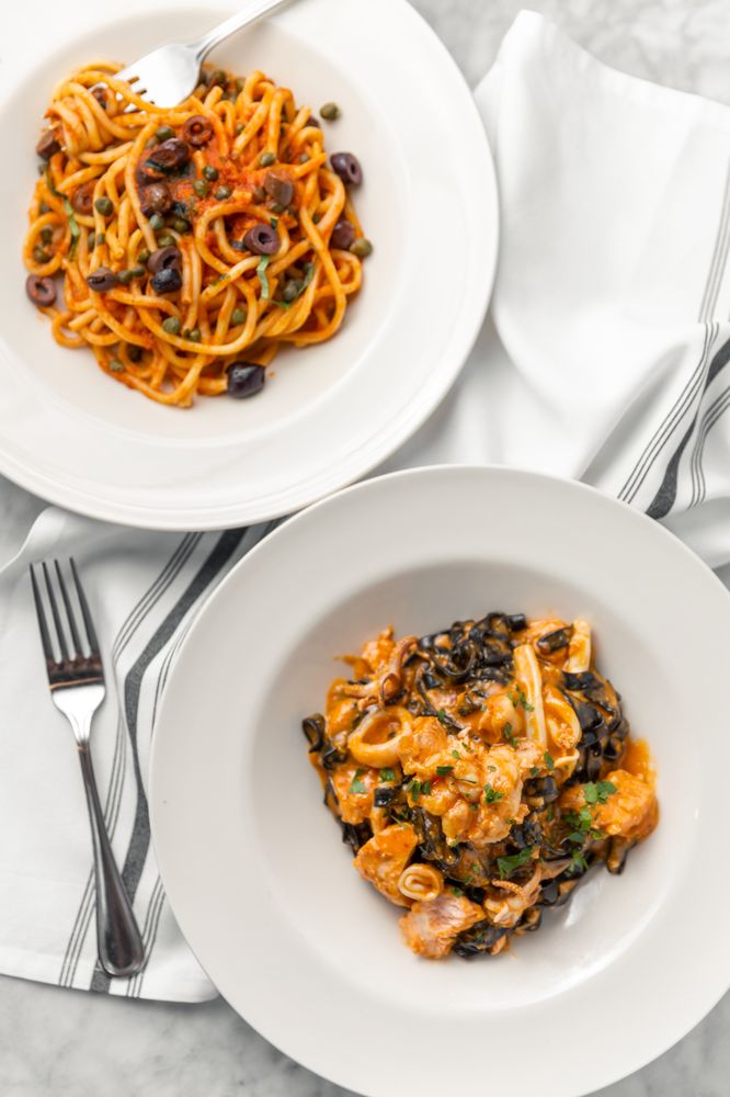 Novo Cafe signature dishes Novo Pasta (with pink sauce)Butternut Squash RavioliChicken Pesto Panini