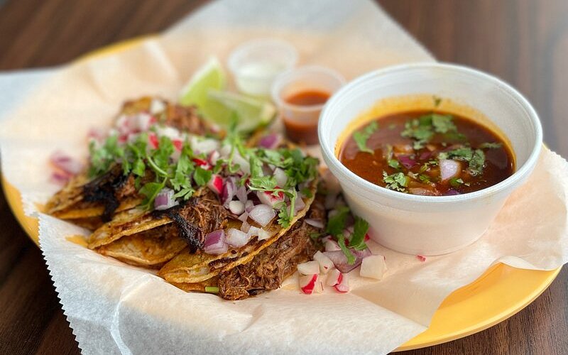 El Sabroso Mexican Food signature dishes Crunchy BurritoQuesabirriaTacos