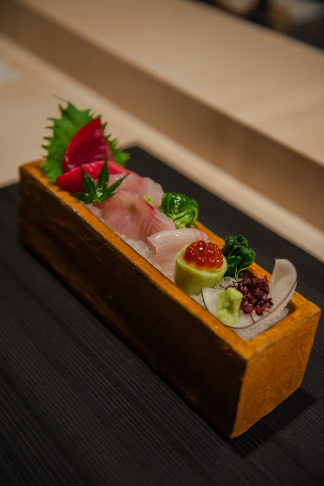 Mabo signature dishes  The menu is a set multi-course tasting experience that changes seasonally and is based on the chef's selections.