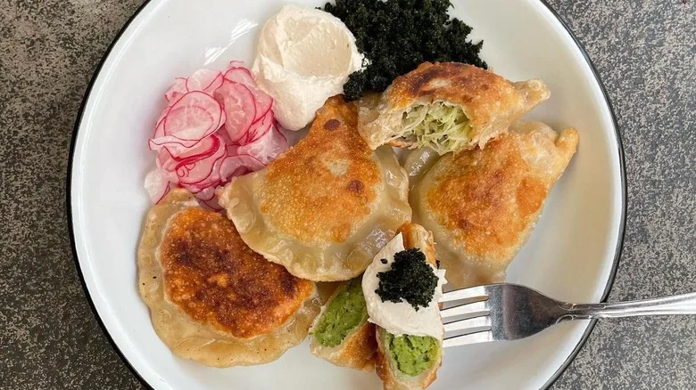 Apteka signature dishes Pierogi, Kluski Slaskie (Silesian potato dumplings), Celeriac Schnitzel, Kanapki, Baba Jaga
